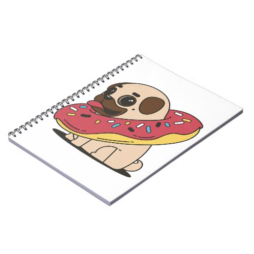 Kawaii Pug Donut Dog Cute Pet Puppy Anime Notebook
