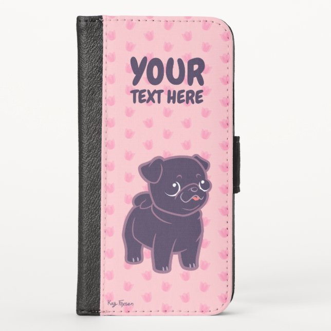 Kawaii Pug iPhone Wallet Case (Front)