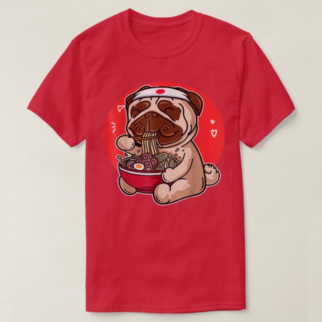 Kawaii Pug Ramen Cute Japanese Manga Anime Dog  T-Shirt (Design Front)