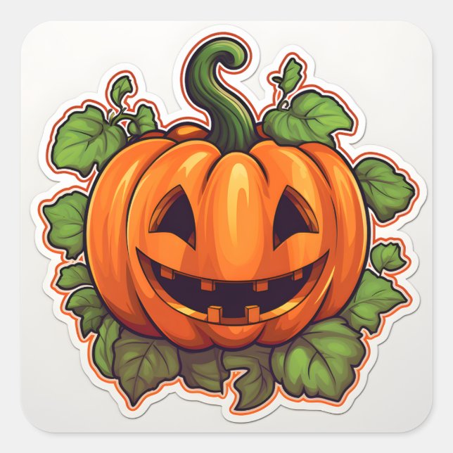 Kawaii Pumpkin 01 Square Sticker (Front)
