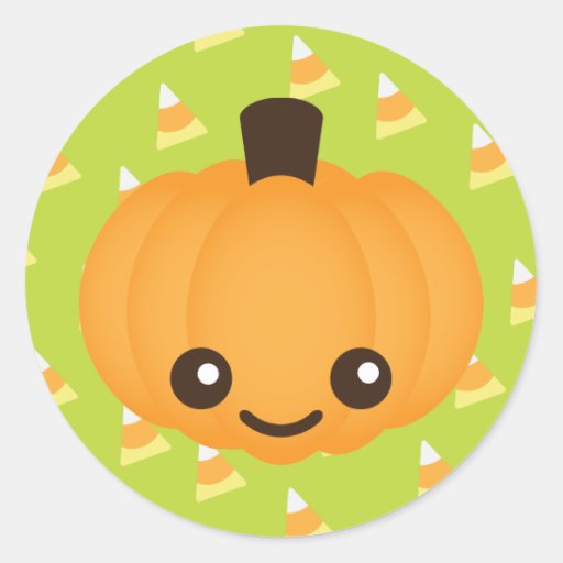 Kawaii Pumpkin Classic Round Sticker | Zazzle