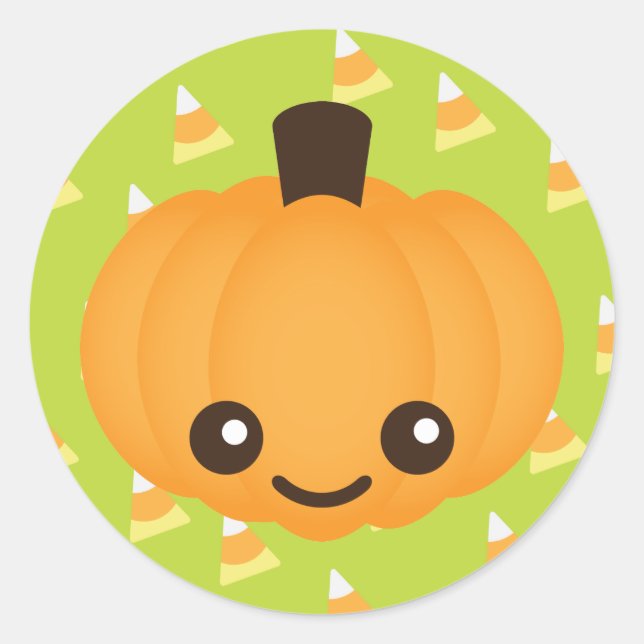 Kawaii Pumpkin Classic Round Sticker (Front)