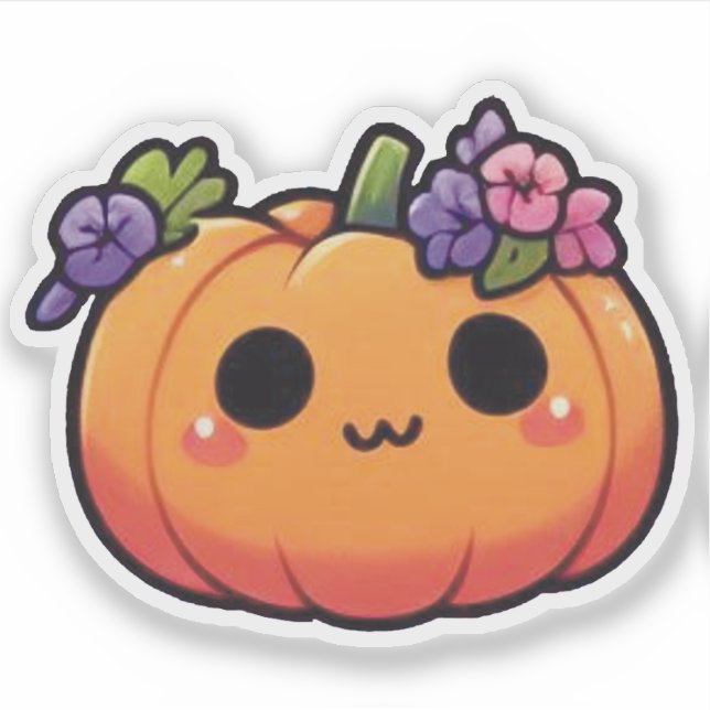Kawaii Pumpkin Flower Crown - halloween fall Sticker (Front)