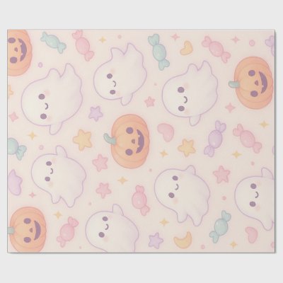 Kawaii Pumpkin Halloween Design  Wrapping Paper