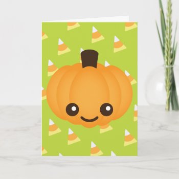 Kawaii Pumpkin Holiday Card by nyxxie at Zazzle