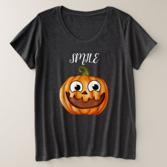 Kawaii Pumpkin Plus Size T-Shirt (Design Front)