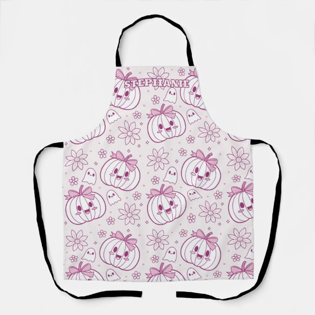Kawaii Pumpkins, Ghosts & Flowers Apron (Front)