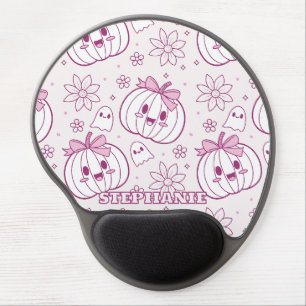 Kawaii Pumpkins, Ghosts & Flowers Gel Mouse Pad