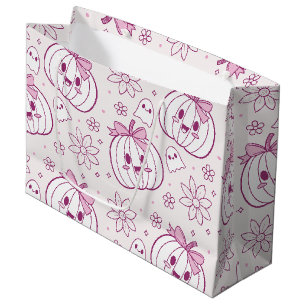 Kawaii Pumpkins, Ghosts & Flowers Large Gift Bag