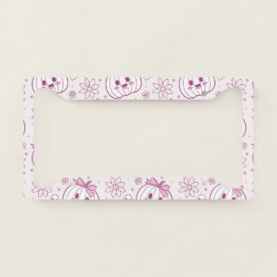 Kawaii Pumpkins, Ghosts & Flowers License Plate Frame