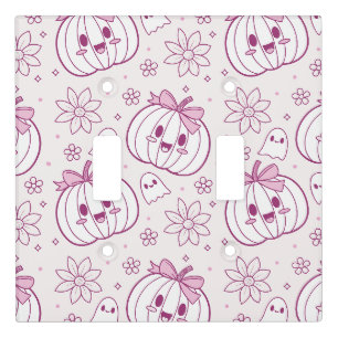 Kawaii Pumpkins, Ghosts & Flowers Light Switch Cover