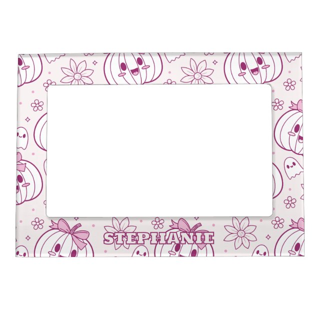 Kawaii Pumpkins, Ghosts & Flowers Magnetic Frame (Front)