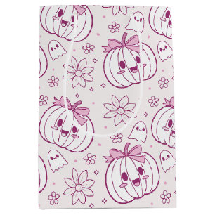 Kawaii Pumpkins, Ghosts & Flowers Medium Gift Bag