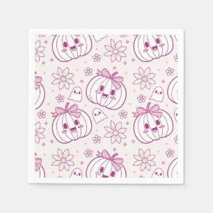 Kawaii Pumpkins, Ghosts & Flowers Napkins