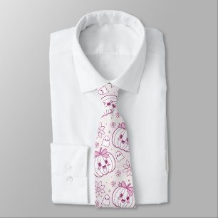 Kawaii Pumpkins, Ghosts & Flowers Neck Tie