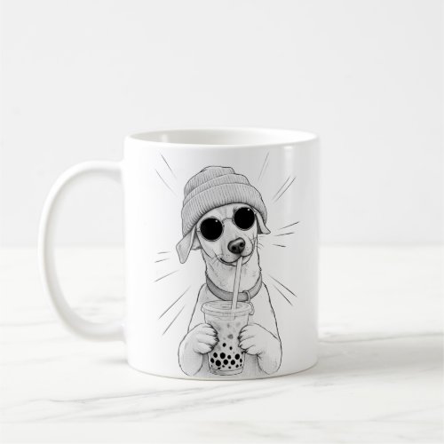 Kawaii Puppy Boba Tea Illustration Coffee Mug