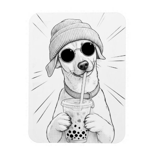 Kawaii Puppy Boba Tea Illustration Magnet