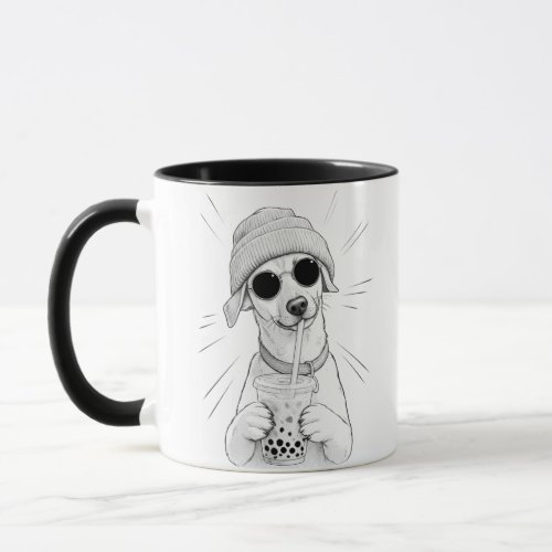 Kawaii Puppy Boba Tea Illustration Mug