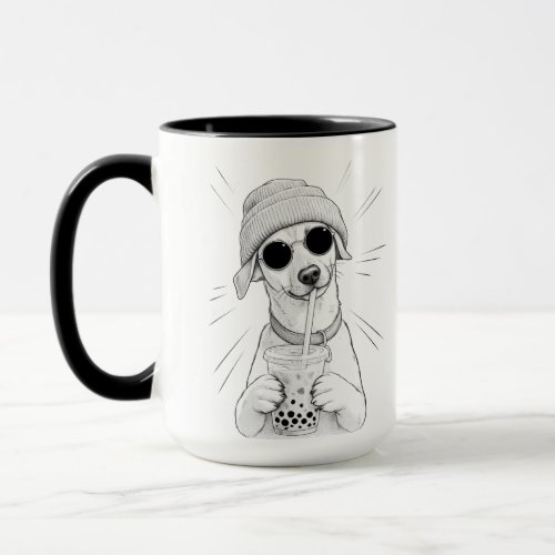 Kawaii Puppy Boba Tea Illustration Mug