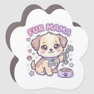 Kawaii Puppy Fur Mama Pastel Dog Sticker Car Magnet