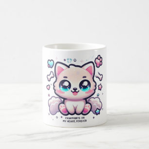 Kawaii Puppy Mug Pawprints on My Heart, Forever