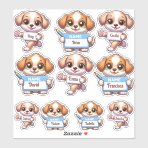 Kawaii Puppy Name Card Stickers-personalize your  Sticker