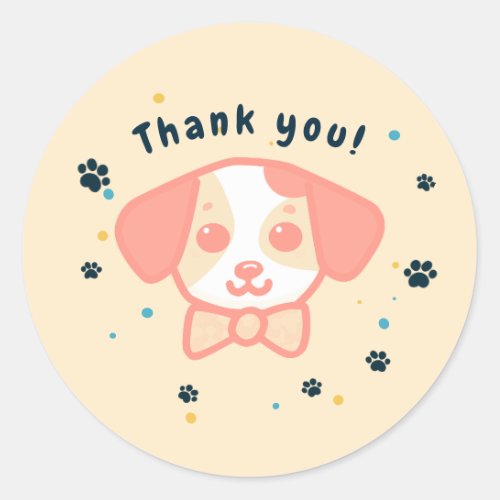 Kawaii puppy thank you classic round sticker