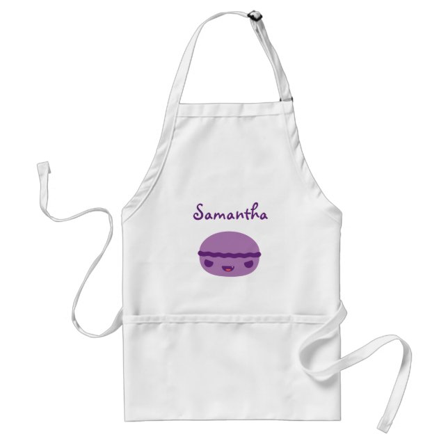 Kawaii purple evil Macaron Adult Apron (Front)