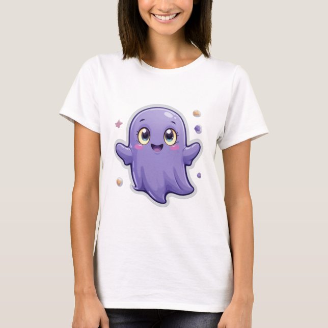 Kawaii Purple Ghost T-Shirt Cute & Spooky (Front)