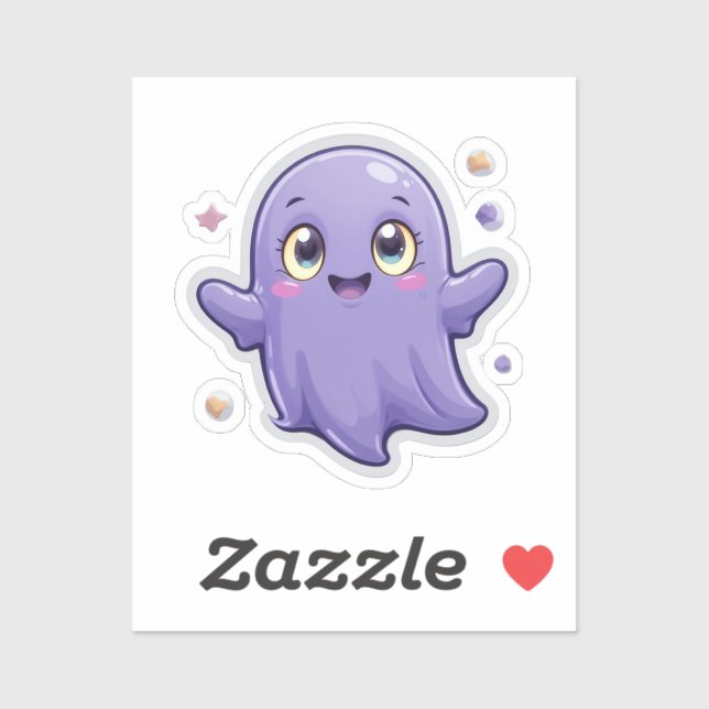 Kawaii Purple Ghost Vinyl Sticker Cute Spooky (Sheet)