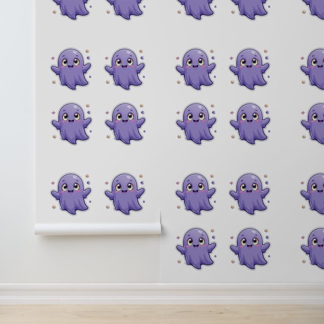 Kawaii Purple Ghost Wallpaper Cute Spooky Wall Art Wallpaper (Application)