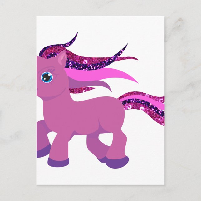 kawaii purple pony postcard (Front)