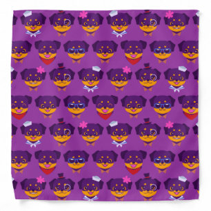 Kawaii Purple Rottweiler Puppy Pattern Bandana