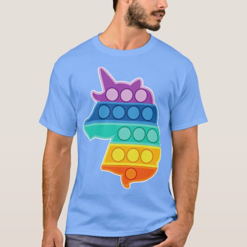 Kawaii Push Fidget Sensory Toy Unicorn Rainbow Bub T_Shirt