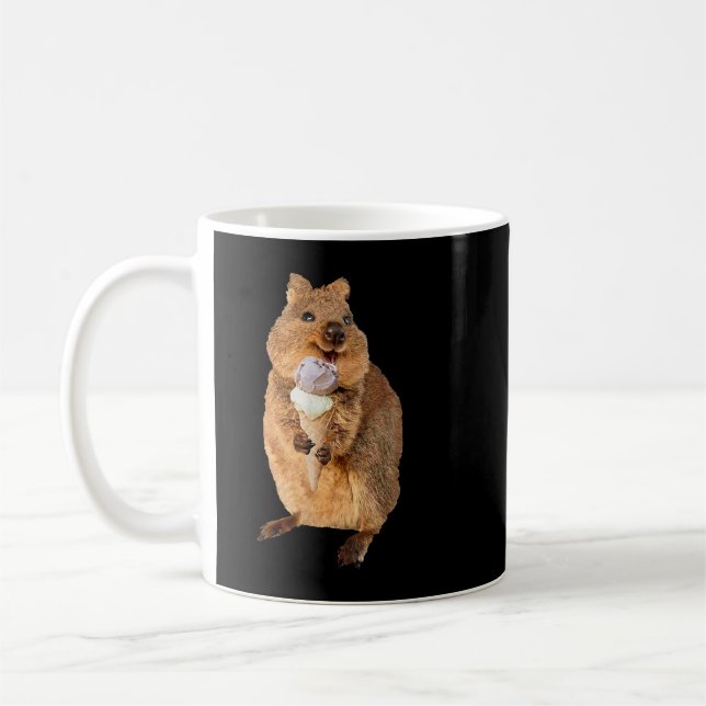 kawaii quokka eating ice cream cone  coffee mug (Left)