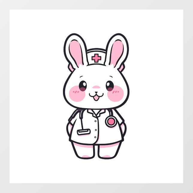 Kawaii Rabbit as a Nurse  Wall Decal (Front)