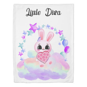 Kawaii Rabbit Spring Pastel Illustration Duvet Cover