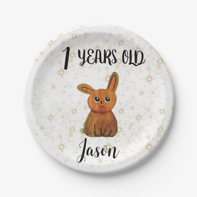 Kawaii Rabbit Spring Pastel Illustration Paper Plates (Front)