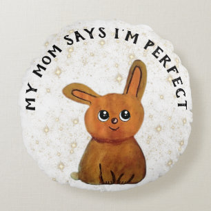 Kawaii Rabbit Spring Pastel Illustration Round Pillow