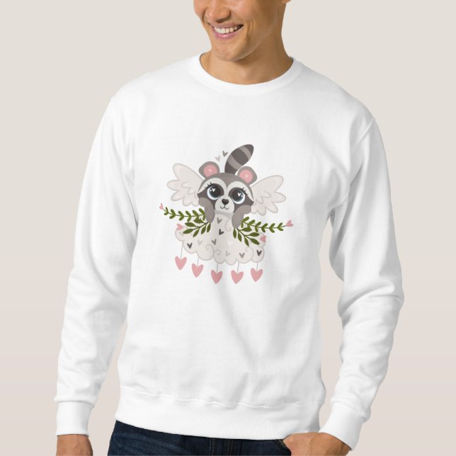 Kawaii Raccoon Girl for Valentine's Day Sweatshirt (Front)