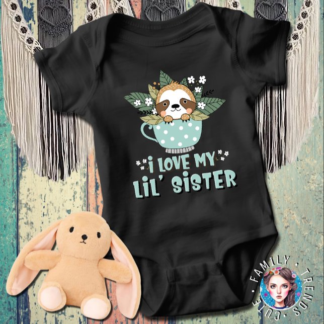Kawaii Raccoon I Love My Little Sister Baby Bodysuit (Creator Uploaded)