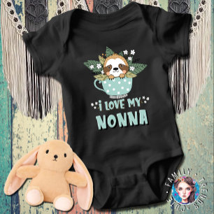 Kawaii Raccoon I Love My Nonna Baby Bodysuit