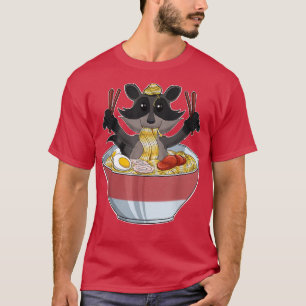 Kawaii Raccoon Japanese Ramen Noodles I Otaku Anim T-Shirt