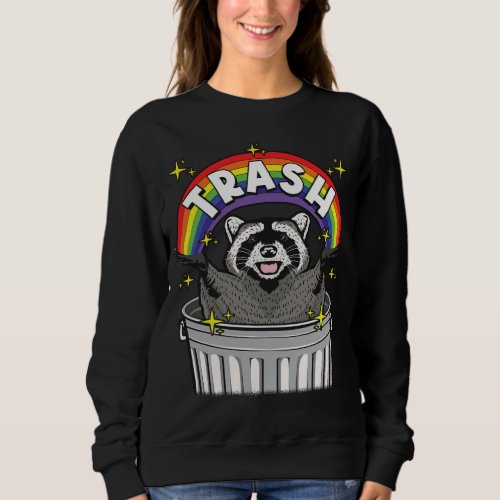 Kawaii Raccoon Trash Rainbow Sweatshirt