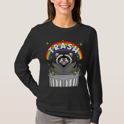 Kawaii Raccoon Trash Rainbow T_Shirt