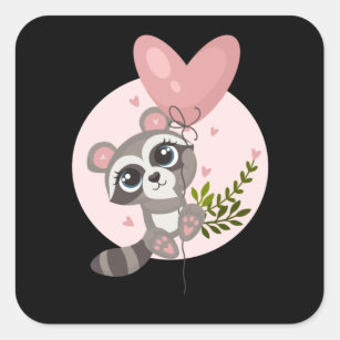 Cute Raccoon Sticker Kawaii Pastel · Creative Fabrica