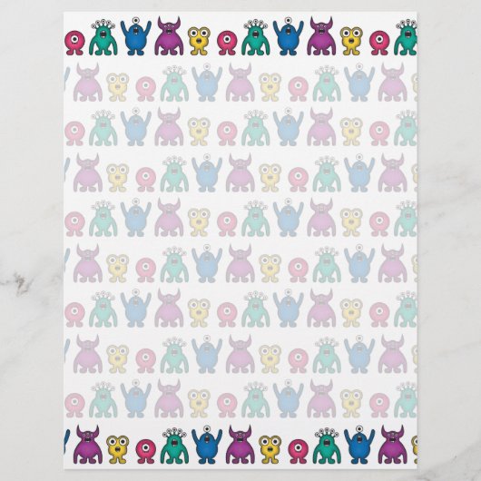 Kawaii Rainbow Alien Monsters Pattern (Front)