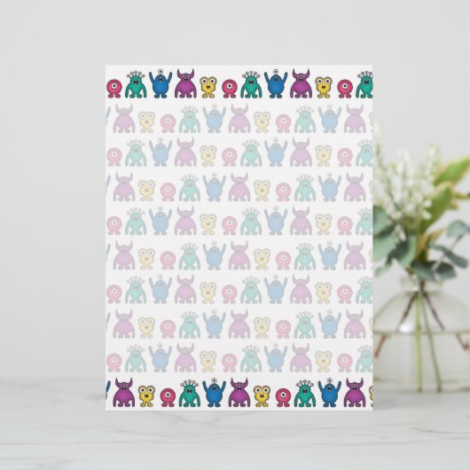 Kawaii Rainbow Alien Monsters Pattern (Standing Front)
