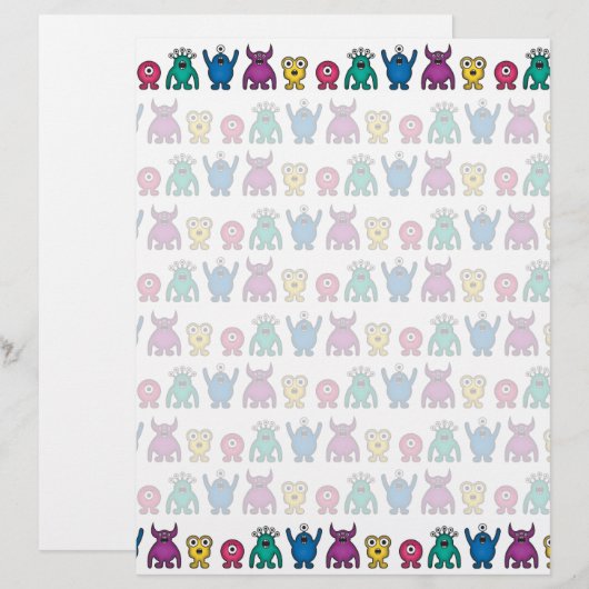 Kawaii Rainbow Alien Monsters Pattern (Front/Back)