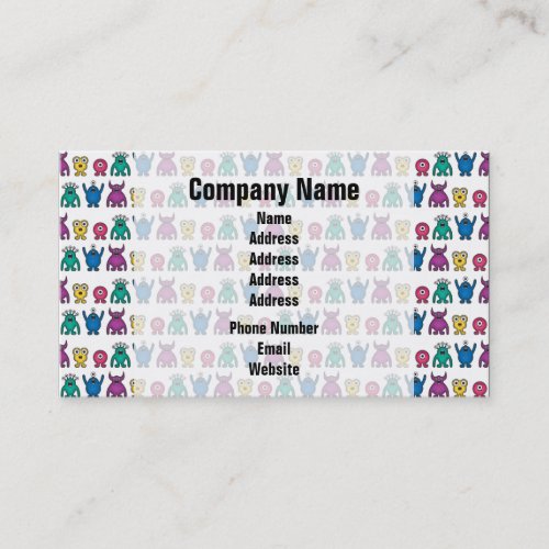 Kawaii Rainbow Alien Monsters Pattern Business Card